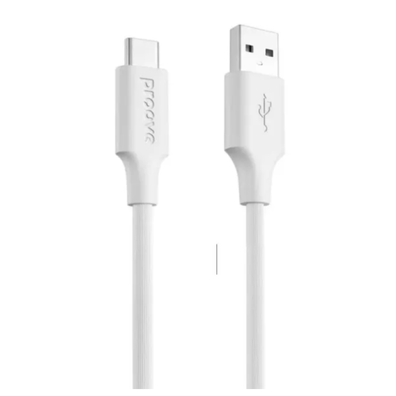 Кабель USB-Type C Proove Striped Silicone 3A 1m White