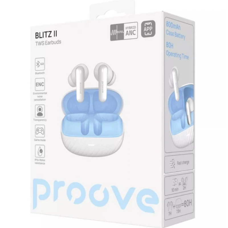Бездротові навушники Proove Blitz II TWS with Hybrid ANC (APP) Black