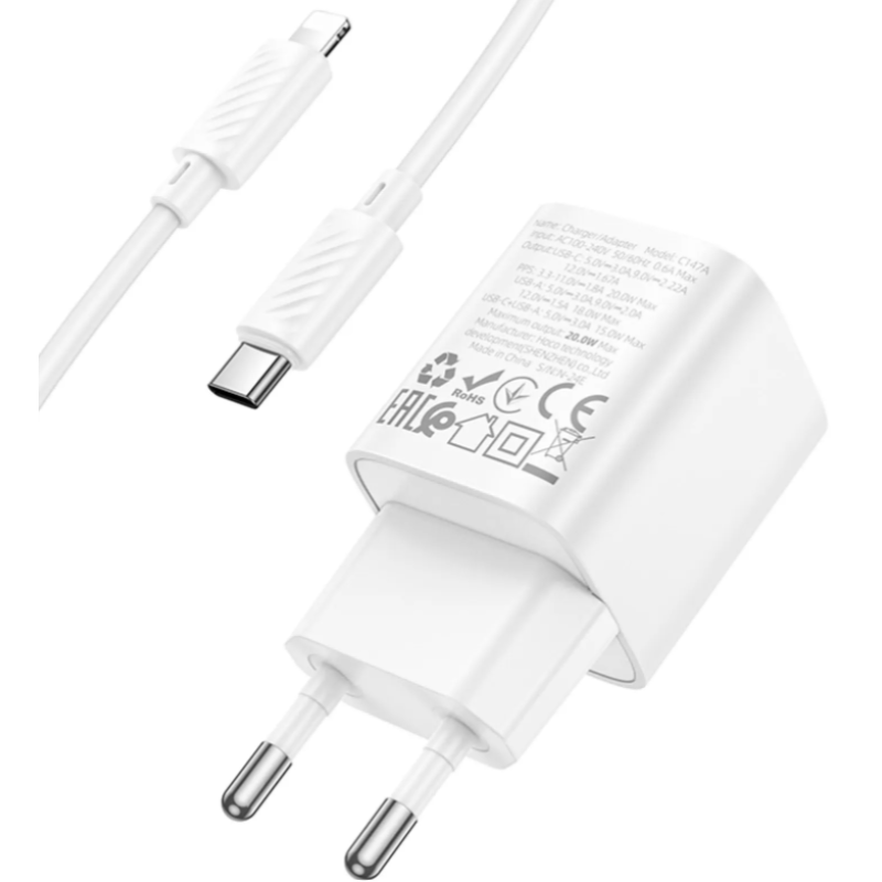 МЗП Hoco C147A Charm PD20W+QC3.0 Type-C to Lightning
