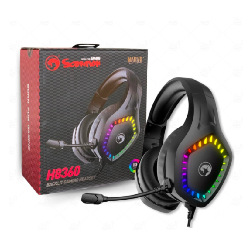 Навушники ігрові дротові MARVO Wired Headset H8360 USB+3.5mm RGB