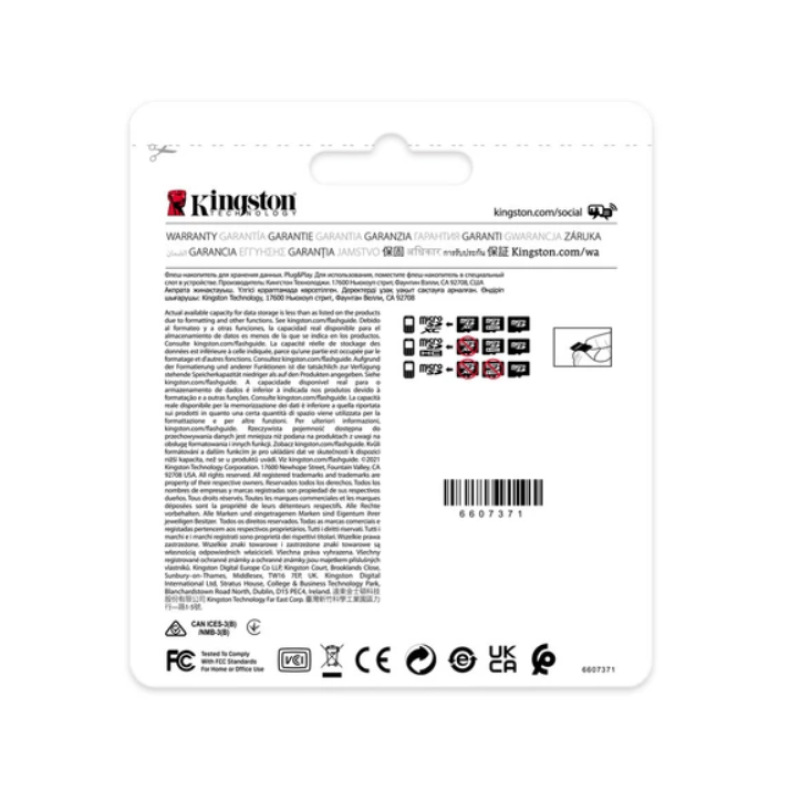 Карта памяти Micro SD Kingston 8 ГБ Class 10 + Adapter