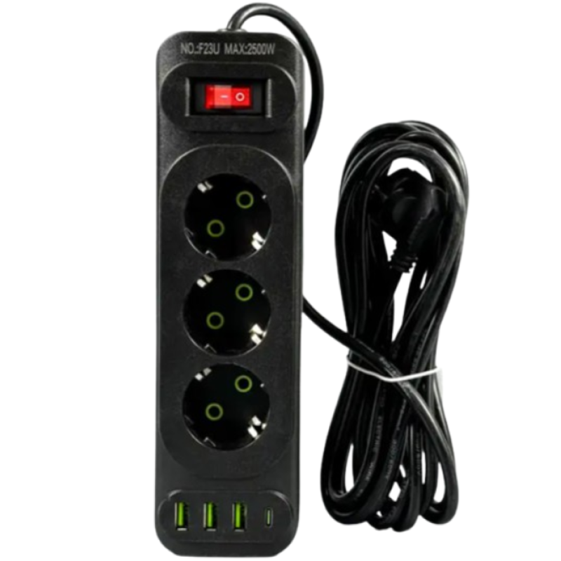 Сетевой удлинитель UA Power F23U 3 розетки, 3 USB + Type-C, 6 м