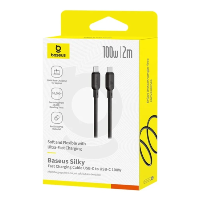 Кабель Type-C to Type-C Baseus Silky Series Fast Charging 100W (2m) black