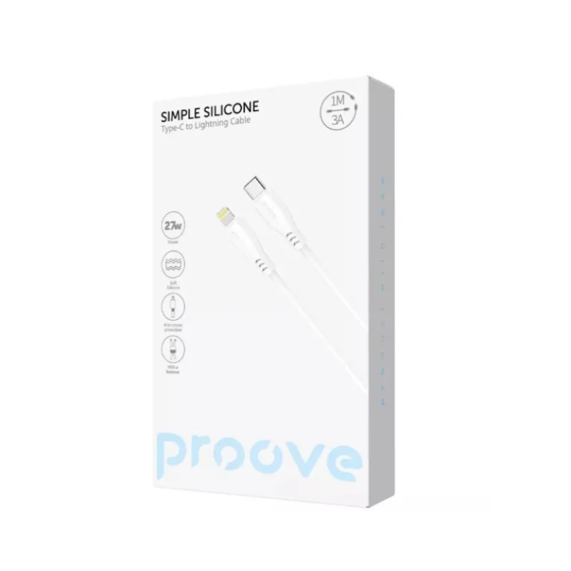 Кабель Type C to Lightning Proove Simle Silicone 27W 1m White