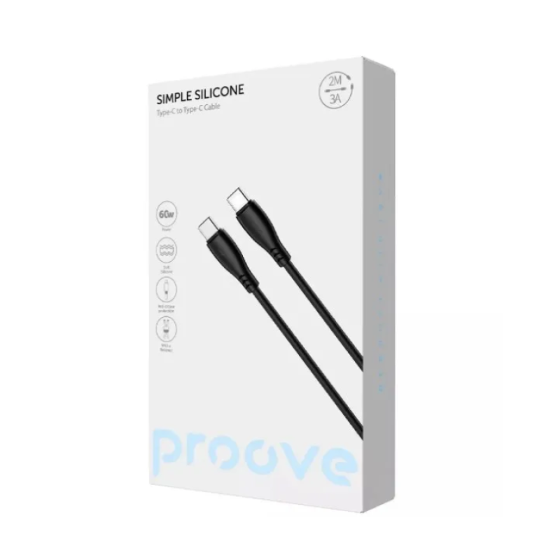 Кабель Proove Simple Silicone Type-C to Type-C 60W 2m Black