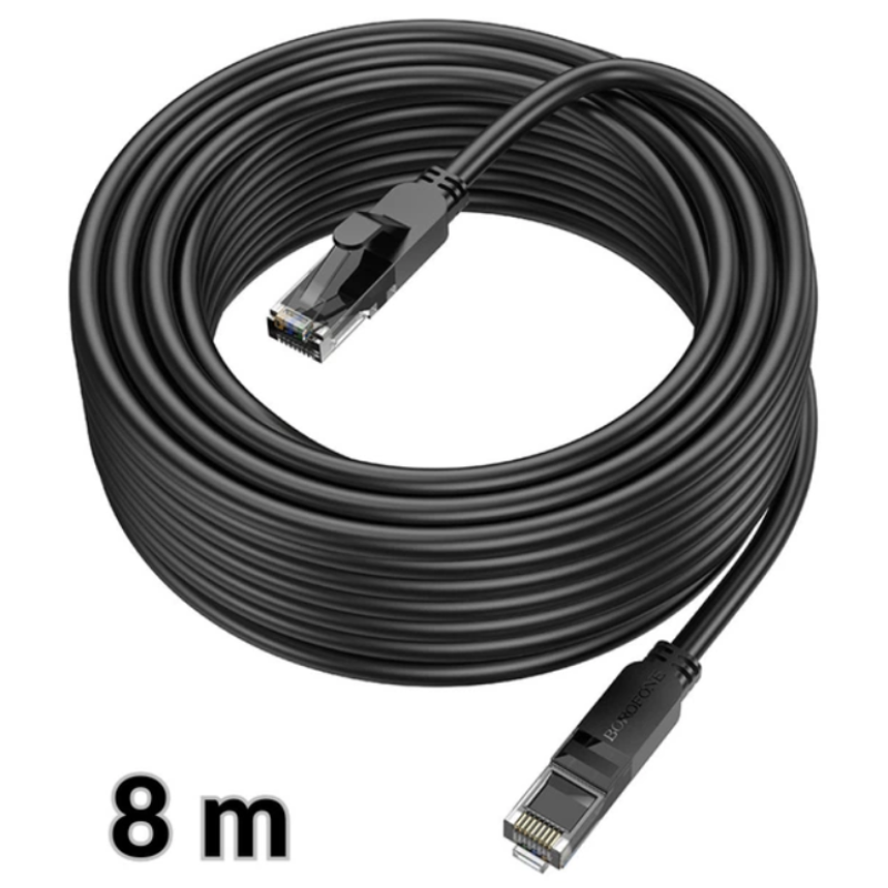 Патч-корд (мережевий кабель) Borofone BUS01 RJ45 6Gb 8 м Black