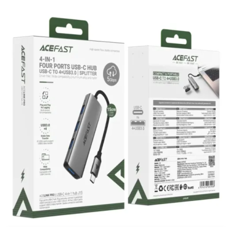 HUB USB-C AceFast J15 Type-C to 4USB