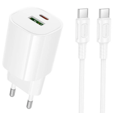 МЗП Borofone BA104A Pudding PD+QC3.0 Type-C to Type-C 20W White 