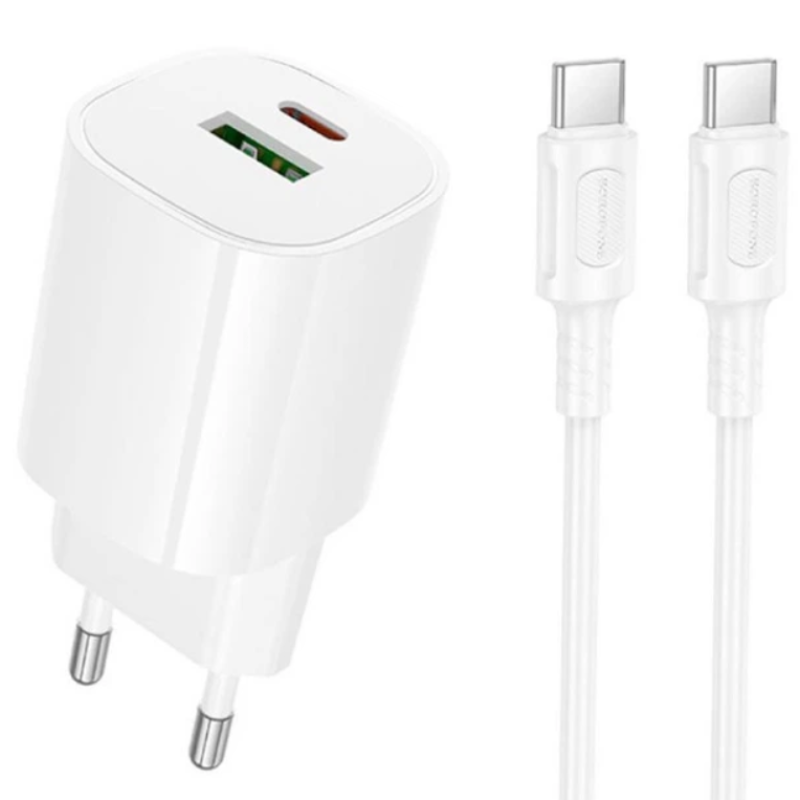 СЗУ Borofone BA104A Pudding PD+QC3.0 Type-C to Type-C 20W White 