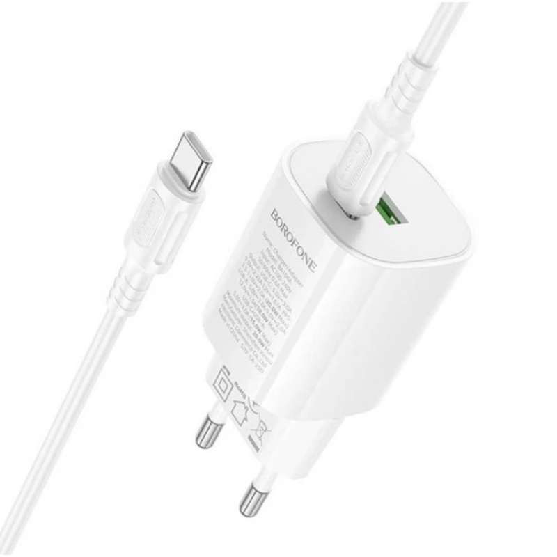 СЗУ Borofone BA104A Pudding PD+QC3.0 Type-C to Type-C 20W White 