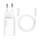 СЗУ Baseus Super Silicone Quick Charger 25W Type-C + With Cable Type-C to Type-C 3A White