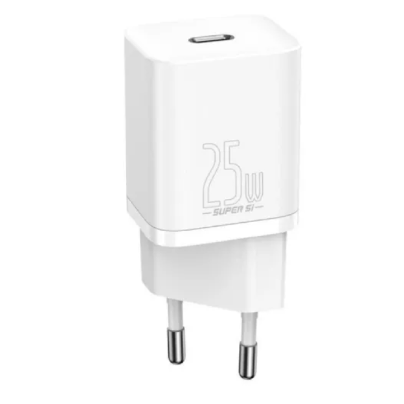 СЗУ Baseus Super Silicone Quick Charger 25W Type-C + With Cable Type-C to Type-C 3A White