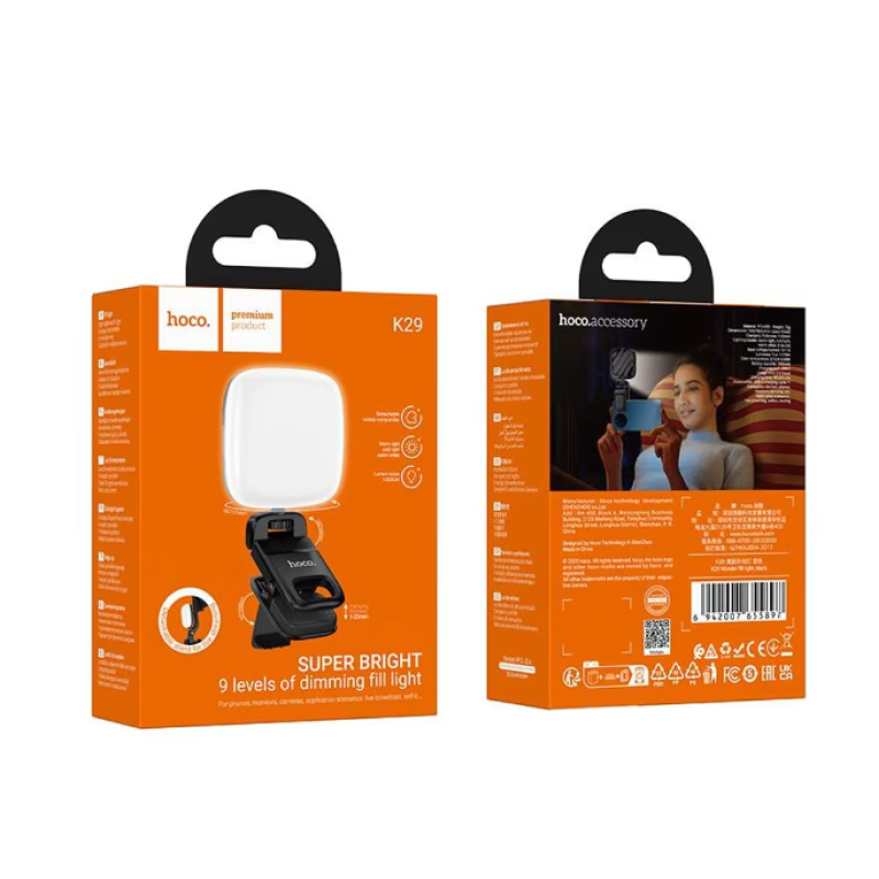 Портативне відеосвітло Hoco K29 Wonder із кліпсою 300mAh, 2700–6500K