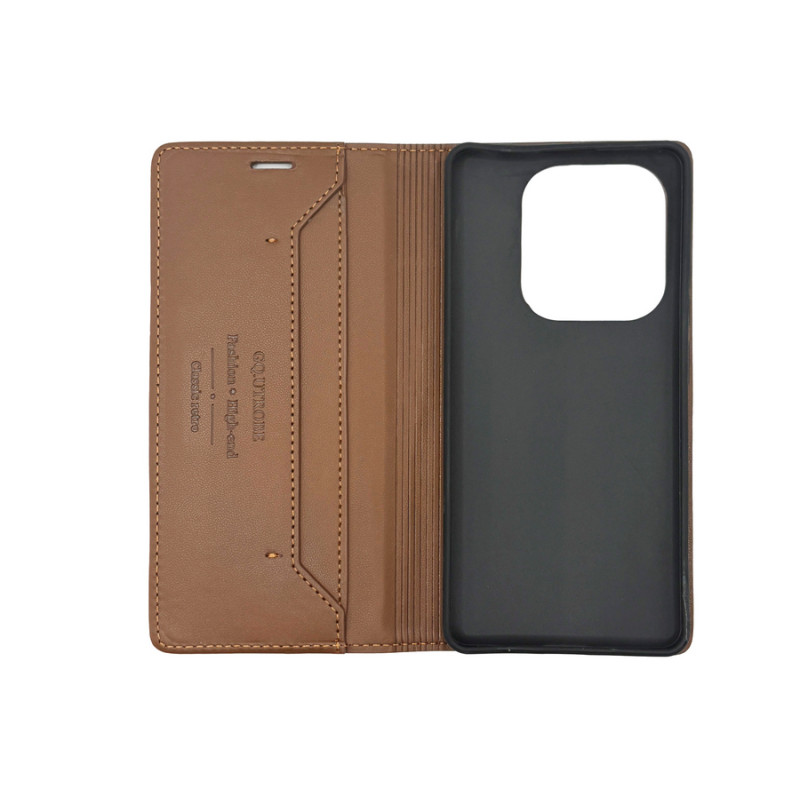 Чохол книжка шкіряна GQ Xiaomi Redmi Note 14 4G Коричнева