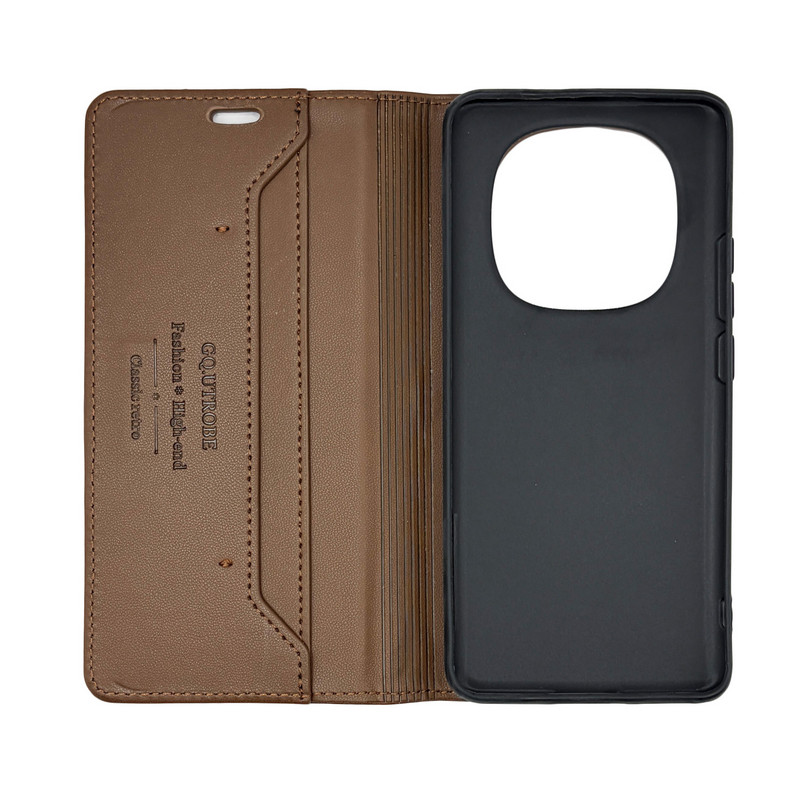 Чехол книжка кожаный GQ Xiaomi Redmi Note 15 4G/5G Коричневый