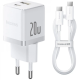 МЗП Baseus Palm Fast Charger Type-C+ USB 20W (Cable 60W) White