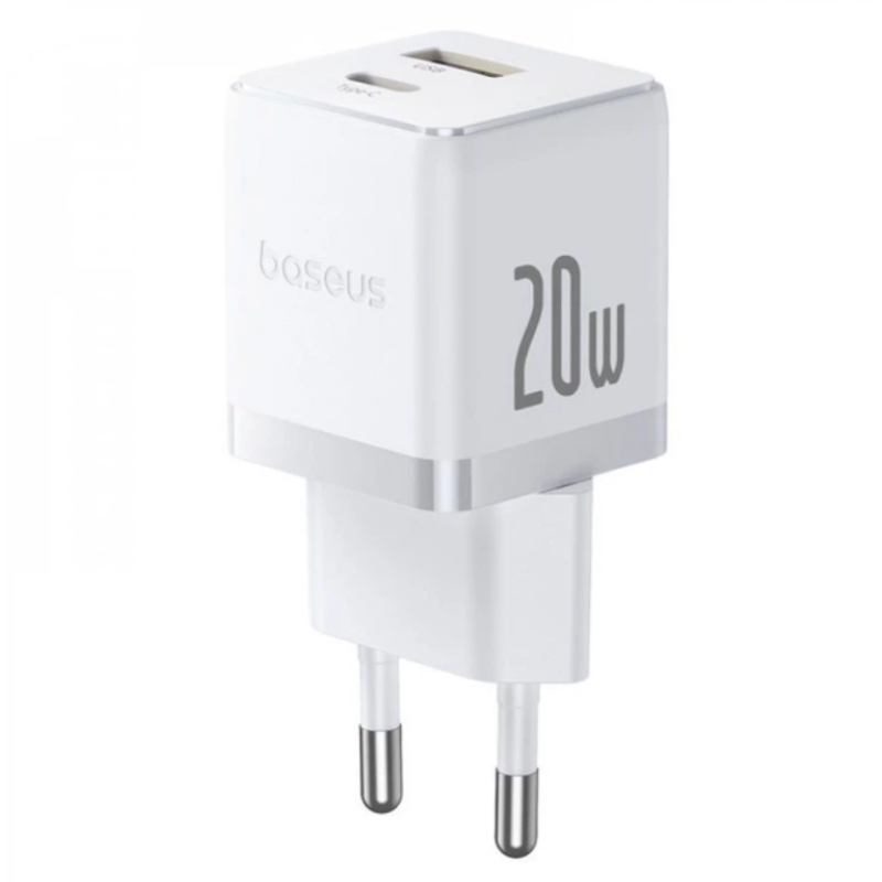 МЗП Baseus Palm Fast Charger Type-C+ USB 20W (Cable 60W) White