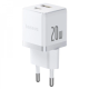 МЗП Baseus Palm Fast Charger Type-C+ USB 20W (Cable 60W) White