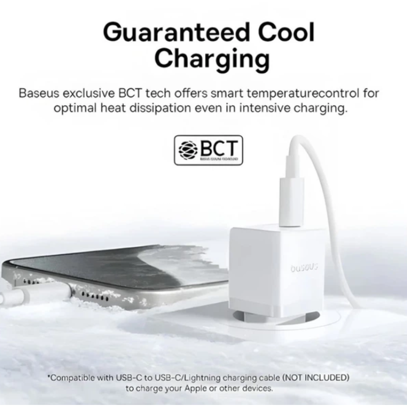 МЗП Baseus Palm Fast Charger Type-C+ USB 20W (Cable 60W) White