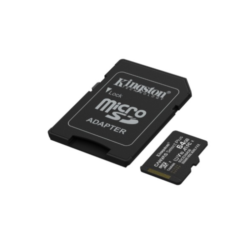Карта памяти Micro SD + Adapter Kingston 64 ГБ Class 10 Canvas Select+ Gen3