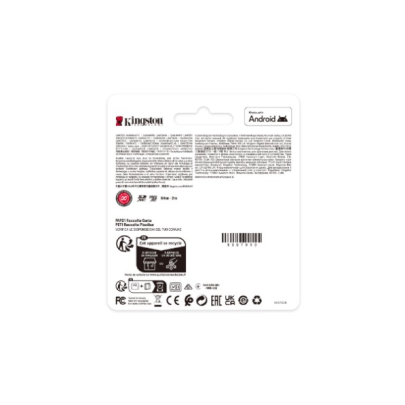Карта памяти Micro SD Kingston 128 ГБ Class 10 Canvas Select+ Gen3