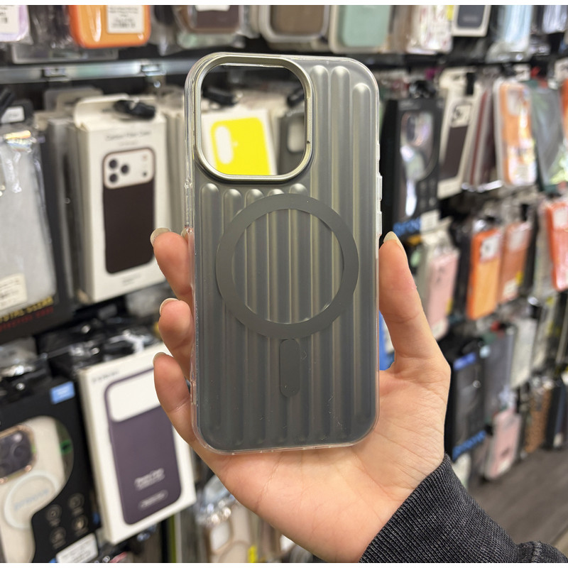 Чехол накладка Line Case with MagSafe iPhone 15 Pro Max Silver