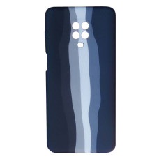 Чехол накладка Silicone Case Xiaomi Redmi Note 9s/Pro/Max Rainbow Черный