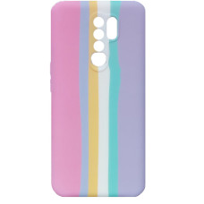 Чехол накладка Silicone Case Xiaomi Redmi 9 Rainbow Розовый