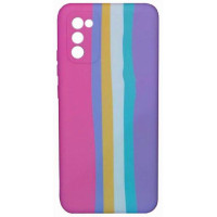 Чехол накладка Silicone Case Samsung A02s / M02s Rainbow розовый