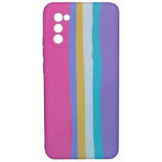 Чехол накладка Silicone Case Samsung A02s / M02s Rainbow розовый