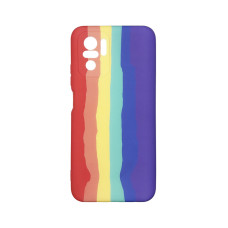 Чехол накладка Silicone Case Xiaomi Redmi Note 10 (4G) / 10S / Poco M5s Rainbow Красный