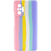 Чохол накладка Silicone Case Xiaomi Redmi Note 10 Pro/Max Rainbow Рожевий