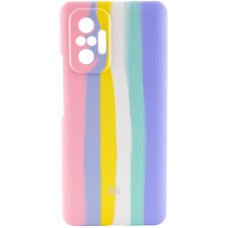 Чехол накладка Silicone Case Xiaomi Redmi Note 10 Pro/Max Rainbow Розовый