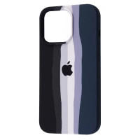 Чехол Silicone Case iPhone 13 Pro Rainbow черный