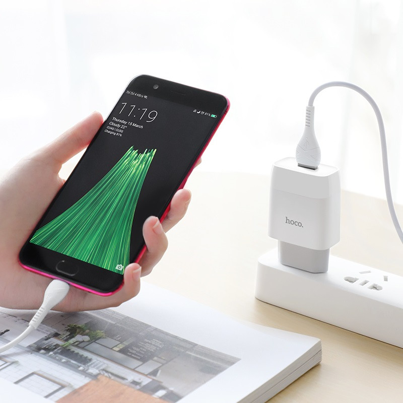 Зарядний пристрій Hoco C72A 2.1A +Micro USB white