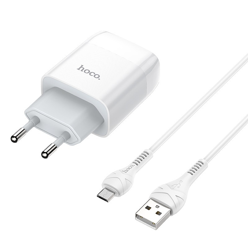 Зарядний пристрій Hoco C72A 2.1A +Micro USB white