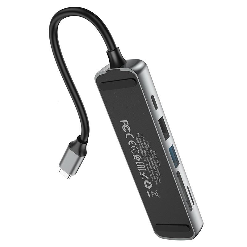 HUB USB-C Hoco HB24 HDMI+USB3.0+USB2.0+SD+TF+PD