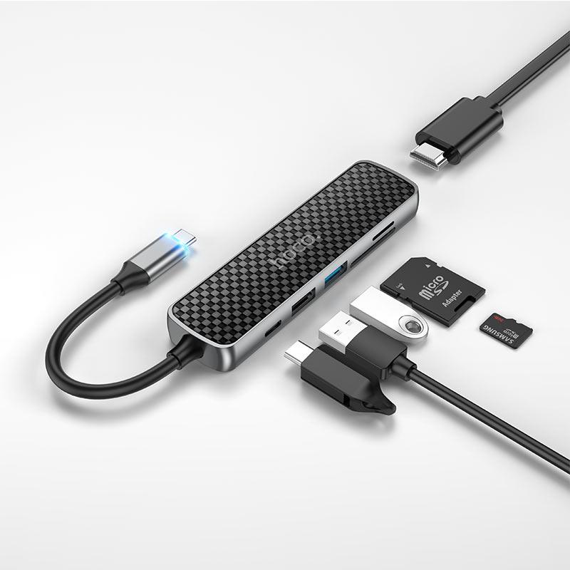 HUB USB-C Hoco HB24 HDMI+USB3.0+USB2.0+SD+TF+PD