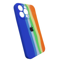 Чехол Silicone Case iPhone 13 Pro RAINBOW синий/голубой/зеленый/желтый/оранжевый