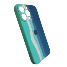 Чехол Silicone Case iPhone 13 Pro RAINBOW мятный/желтый/голубой/оливка/синий