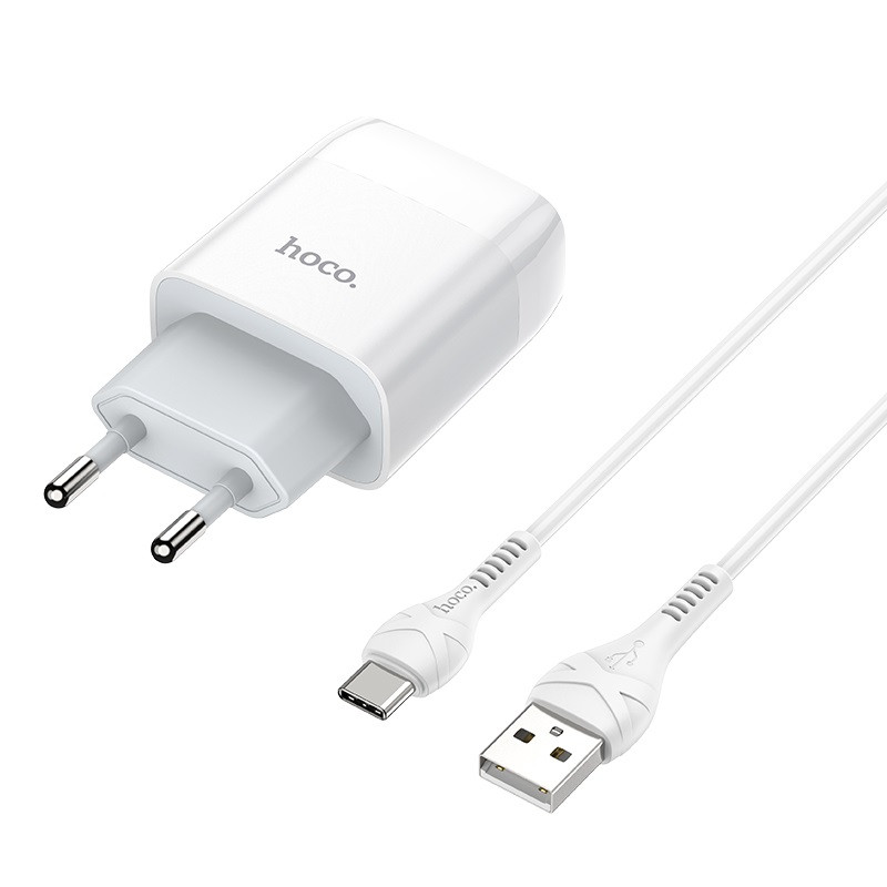 Зарядное устройство Hoco C72A +type C white