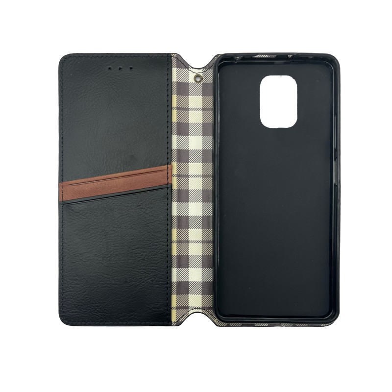 Чехол книжка кожаный Cubic Xiaomi Redmi Note 9s/Pro/Max Черный
