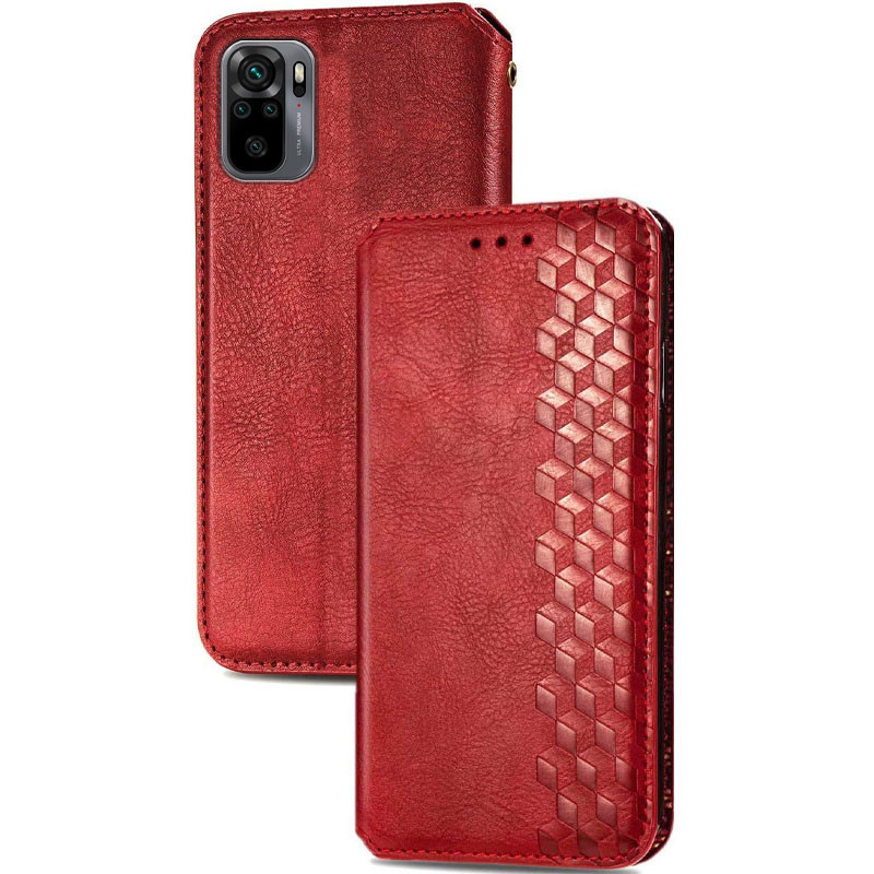 Чехол книжка кожаный Cubic Xiaomi Redmi Note 10 (4G) / 10S / Poco M5s Красный