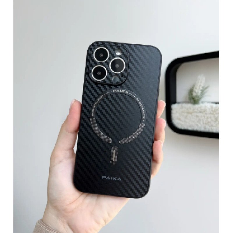 Чохол накладка Paika Carbone Case with Magesafe iPhone 13 Pro Max Чорний