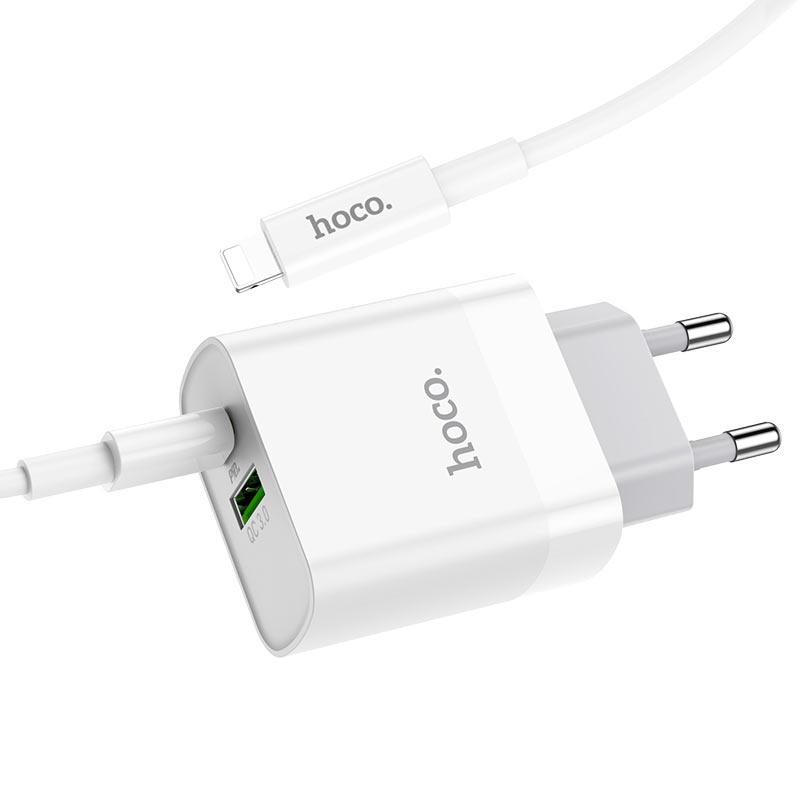 Зарядний пристрій Hoco C80A Rapido Lightning to -Type C PD+QC3.0