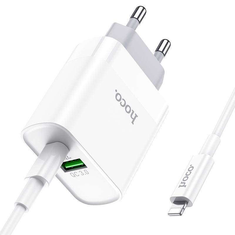 Зарядний пристрій Hoco C80A Rapido Lightning to -Type C PD+QC3.0