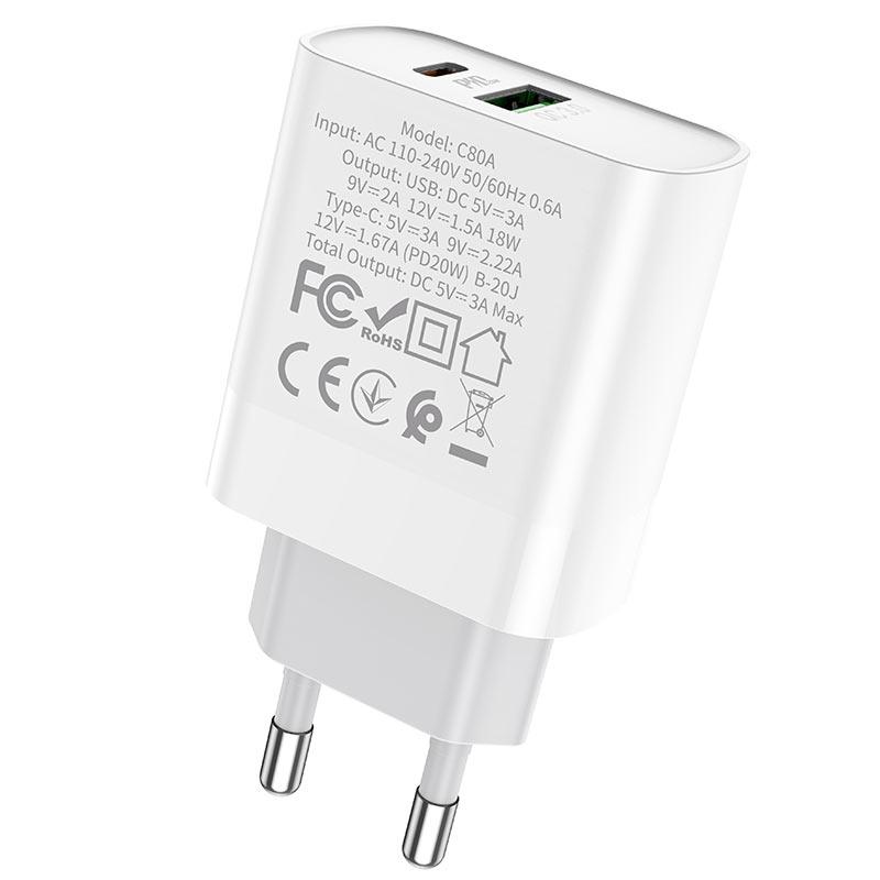Зарядний пристрій Hoco C80A Rapido Lightning to -Type C PD+QC3.0