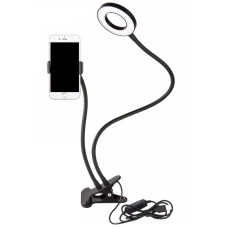 LED стойка 2в1 с зажимом для телефона