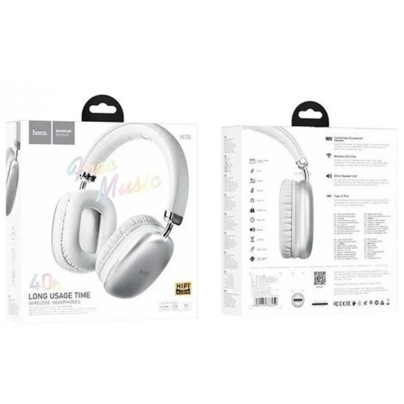 Навушники bluetooth  Hoco W35 Silver