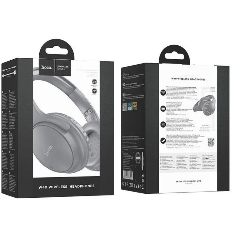 Наушники bluetooth  Hoco W40 Grey